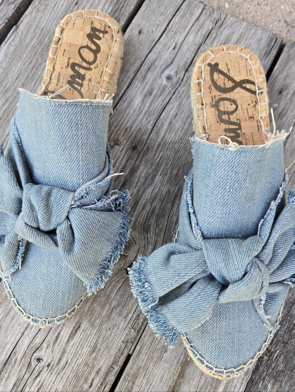 New Sam Edelman Denim Espedrilles 6.5 Open Back "Lynda"
